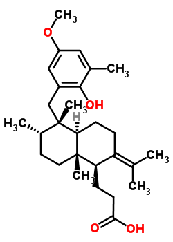 55907-34-1  3-[(1S,4aR,5S,6S,8aR)-5-(2-hydroxy-5-methoxy-3-methylbenzyl)-5,6,8a-trimethyl-2-(propan-2-ylidene)decahydronaphthalen-1-yl]propanoic acid
