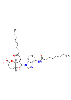 57329-09-6  (4aR,6R,7R,7aR)-2-hydroxy-6-[6-(octanoylamino)-9H-purin-9-yl]-2-oxidotetrahydro-4H-furo[3,2-d][1,3,2]dioxaphosphinin-7-yl octanoate