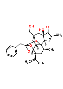 57852-42-3  (2S,3aR,3bS,6aR,9aR,9bR,10R,11aR)-2-benzyl-6a-hydroxy-5-(hydroxymethyl)-8,10-dimethyl-11a-(prop-1-en-2-yl)-3a,3b,6,6a,9a,10,11,11a-octahydro-7H-2,9b-epoxyazuleno[4',5':5,6]benzo[1,2-d][1,3]dioxol-7-one