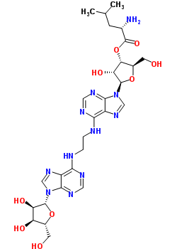 64542-53-6  (2R,3S,4R,5R)-5-(6-{[2-({9-[(2R,3R,4S,5R)-3,4-dihydroxy-5-(hydroxymethyl)tetrahydrofuran-2-yl]-9H-purin-6-yl}amino)ethyl]amino}-9H-purin-9-yl)-4-hydroxy-2-(hydroxymethyl)tetrahydrofuran-3-yl (2S)-2-amino-4-methylpentanoate (non-preferred name)