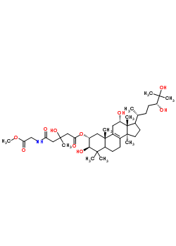 64971-23-9  (2alpha,3beta,5xi,12alpha,17xi,24R)-3,12,24,25-tetrahydroxylanost-8-en-2-yl 3-hydroxy-5-[(2-methoxy-2-oxoethyl)amino]-3-methyl-5-oxopentanoate