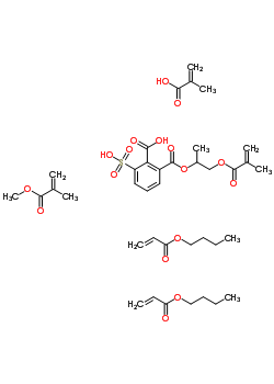 65899-91-4  butyl prop-2-enoate; methyl 2-methylprop-2-enoate; 2-[1-methyl-2-(2-methylprop-2-enoyloxy)ethoxy]carbonyl-6-sulfo-benzoic acid; 2-methylprop-2-enoic acid