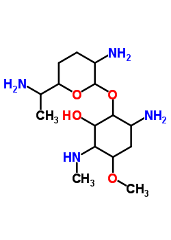 68743-78-2;71657-28-8  6-amino-2-hydroxy-4-methoxy-3-(methylamino)cyclohexyl 2,6-diamino-2,3,4,6,7-pentadeoxyheptopyranoside