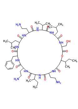 71888-70-5  12,21,27-tris(2-aminoethyl)-18-benzyl-24,31-di(butan-2-yl)-3-(hydroxymethyl)-6,15-bis(2-methylpropyl)-9-(propan-2-yl)-1-oxa-4,7,10,13,16,19,22,25,28-nonaazacyclohentriacontane-2,5,8,11,14,17,20,23,26,29-decone