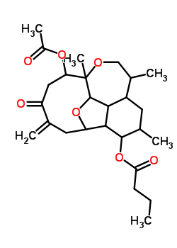 74145-71-4  10-(acetyloxy)-4,6,9-trimethyl-13-methylidene-12-oxodecahydro-2H-2,9-pentanofuro[2,3,4-ef][3]benzoxepin-3-yl butanoate