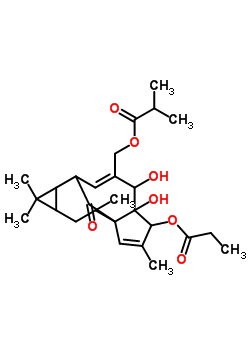 74690-92-9  [5,5a-dihydroxy-1,1,7,9-tetramethyl-11-oxo-6-(propanoyloxy)-1a,2,5,5a,6,9,10,10a-octahydro-1H-2,8a-methanocyclopenta[a]cyclopropa[e][10]annulen-4-yl]methyl 2-methylpropanoate