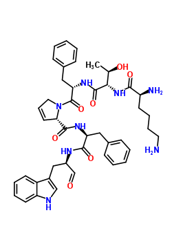 77236-35-2  N-[(2R)-1-(1H-indol-3-yl)-3-oxopropan-2-yl]-Nalpha-{[(2S)-1-(L-lysyl-L-threonyl-L-phenylalanyl)-2,5-dihydro-1H-pyrrol-2-yl]carbonyl}-L-phenylalaninamide