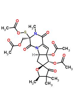 86197-05-9  (3R,5'R,5aR,7S,8S,8aS)-3-[(acetyloxy)methyl]-3-[(acetyloxy)sulfanyl]-2,4',4',5'-tetramethyl-1,3',4-trioxo-1,2,3,4,4',5',5a,6-octahydro-3'H-spiro[cyclopenta[4,5]pyrrolo[1,2-a]pyrazine-7,2'-furan]-8,8a(8H)-diyl diacetate