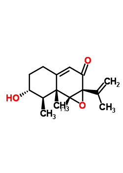 88418-12-6  (1aR,6R,7R,7aR,7bR)-6-hydroxy-7,7a-dimethyl-1a-(prop-1-en-2-yl)-4,5,6,7,7a,7b-hexahydronaphtho[1,2-b]oxiren-2(1aH)-one