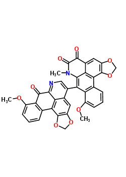 91794-12-6  9,9'-dimethoxy-7'-methyl-5'H,8H-5,8'-bi[1,3]benzodioxolo[6,5,4-de]benzo[g]quinoline-5',6',8(7'H)-trione