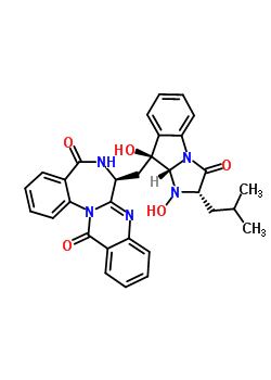 93413-08-2  (7S)-7-{[(2S,9S,9aR)-1,9-dihydroxy-2-(2-methylpropyl)-3-oxo-2,3,9,9a-tetrahydro-1H-imidazo[1,2-a]indol-9-yl]methyl}-6,7-dihydroquinazolino[3,2-a][1,4]benzodiazepine-5,13-dione