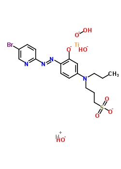 95069-72-0  titanium(4+) hydrogen hydroxide 3-[{4-[(E)-(5-bromopyridin-2-yl)diazenyl]-3-oxidophenyl}(propyl)amino]propane-1-sulfonate dioxidanide (1:1:2:1:1)