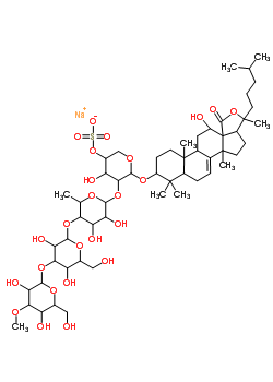 96157-96-9  sodium 12-hydroxy-18-oxo-18,20-epoxylanost-7-en-3-yl 3-O-methylhexopyranosyl-(1->3)hexopyranosyl-(1->4)-6-deoxyhexopyranosyl-(1->2)-4-O-sulfonatopentopyranoside