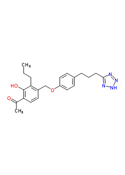 97582-01-9  1-[2-hydroxy-3-propyl-4-({4-[3-(2H-tetrazol-5-yl)propyl]phenoxy}methyl)phenyl]ethanone