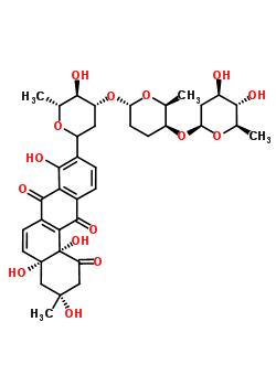 98495-38-6  (1xi)-1,5-anhydro-2,6-dideoxy-3-O-{(2S,5S,6S)-5-[(2,6-dideoxy-beta-D-arabino-hexopyranosyl)oxy]-6-methyltetrahydro-2H-pyran-2-yl}-1-[(3R,4aR,12bS)-3,4a,8,12b-tetrahydroxy-3-methyl-1,7,12-trioxo-1,2,3,4,4a,7,12,12b-octahydrotetraphen-9-yl]-D-arabino-hexito