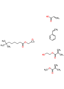 98613-27-5  acrylic acid; 2-hydroxyethyl 2-methylprop-2-enoate; methyl 2-methylprop-2-enoate; oxiran-2-ylmethyl 7,7-dimethyloctanoate; styrene