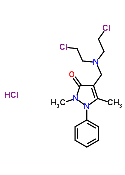 10070-95-8  4-{[bis(2-chloroethyl)amino]methyl}-2,5-dimethyl-1-phenyl-1,2-dihydro-3H-pyrazol-3-one hydrochloride (1:1)