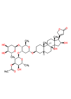 20231-86-1  (3beta,5beta,14xi,16beta)-3-{[3-O-acetyl-2,6-dideoxy-alpha-D-ribo-hexopyranosyl-(1->3)-[2,6-dideoxy-alpha-D-ribo-hexopyranosyl-(1->4)]-2,6-dideoxy-alpha-D-ribo-hexopyranosyl]oxy}-14,16-dihydroxycard-20(22)-enolide