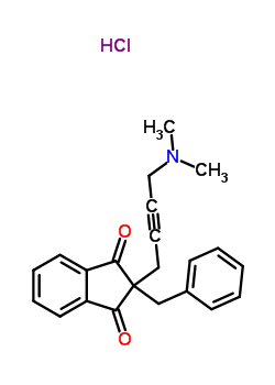 22019-24-5  2-benzyl-2-[4-(dimethylamino)but-2-yn-1-yl]-1H-indene-1,3(2H)-dione hydrochloride (1:1)