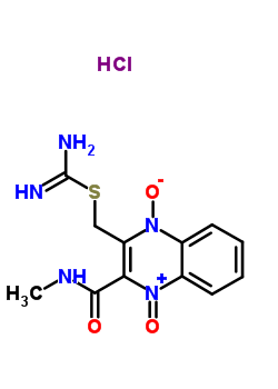 23698-22-8  3-[(carbamimidoylsulfanyl)methyl]-2-(methylcarbamoyl)-1-oxoquinoxalin-1-ium-4(1H)-olate hydrochloride (1:1)