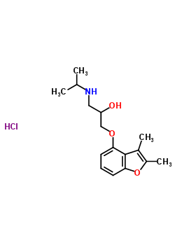 28396-68-1  1-[(2,3-dimethyl-1-benzofuran-4-yl)oxy]-3-(propan-2-ylamino)propan-2-ol hydrochloride (1:1)