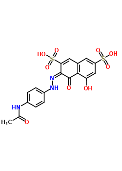 4197-09-5  2,7-Naphthalenedisulfonic acid, 3-(2-(4-(acetylamino)phenyl)diazenyl)-4,5-dihydroxy-, sodium salt (1:2)