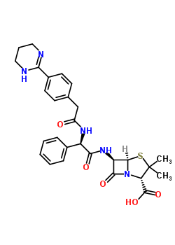 55530-41-1  (2S,5R,6R)-3,3-dimethyl-7-oxo-6-{[(2R)-2-phenyl-2-({[4-(1,4,5,6-tetrahydropyrimidin-2-yl)phenyl]acetyl}amino)acetyl]amino}-4-thia-1-azabicyclo[3.2.0]heptane-2-carboxylic acid