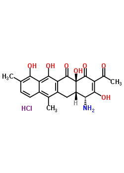53274-41-2;56433-46-6  (1R,4aR,12aS)-3-acetyl-1-amino-4,4a,6,7-tetrahydroxy-8,11-dimethyl-12,12a-dihydrotetracene-2,5(1H,4aH)-dione hydrochloride (1:1)