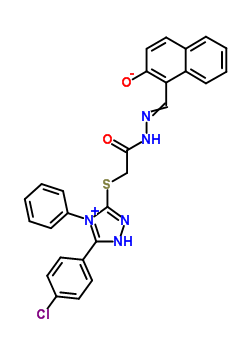5663-19-4  1-[({[5-(4-chlorophenyl)-4-phenyl-1H-1,2,4-triazol-4-ium-3-yl]sulfanyl}acetyl)carbonohydrazonoyl]naphthalen-2-olate