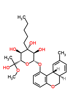 62726-09-4  (2S,3R,4S,5R,6S)-2-[[(6aR,10aR)-9-methyl-6a,10a-dihydro-6H-benzo[c]chromen-1-yl]oxy]-6-(1-hydroxy-1-methoxy-ethyl)-4-pentyl-tetrahydropyran-3,4,5-triol