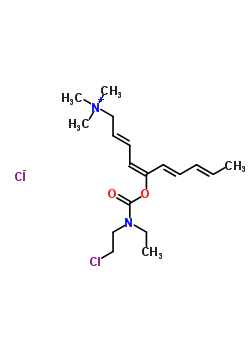 63981-85-1  (2E,4E,6E,8E)-5-{[(2-chloroethyl)(ethyl)carbamoyl]oxy}-N,N,N-trimethyldeca-2,4,6,8-tetraen-1-aminium chloride