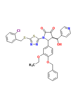 7061-21-4  5-[4-(benzyloxy)-3-ethoxyphenyl]-1-{5-[(2-chlorobenzyl)sulfanyl]-1,3,4-thiadiazol-2-yl}-4-[hydroxy(pyridin-4-yl)methylidene]pyrrolidine-2,3-dione