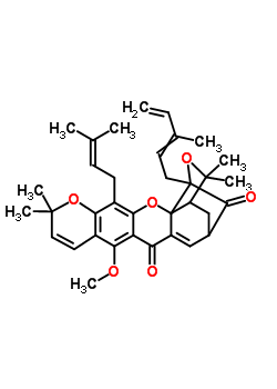 7230-03-7  8-methoxy-3,3,11,11-tetramethyl-13-(3-methylbut-2-en-1-yl)-1-(3-methylpenta-2,4-dien-1-yl)-3,3a,4,5-tetrahydro-7H,11H-1,5-methanofuro[3,4-g]pyrano[3,2-b]xanthene-7,15-dione