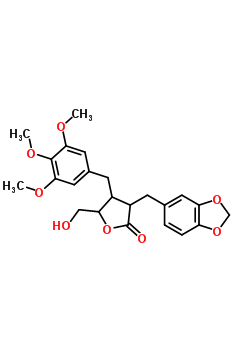 72627-52-2  3-(1,3-benzodioxol-5-ylmethyl)-5-(hydroxymethyl)-4-(3,4,5-trimethoxybenzyl)dihydrofuran-2(3H)-one (non-preferred name)