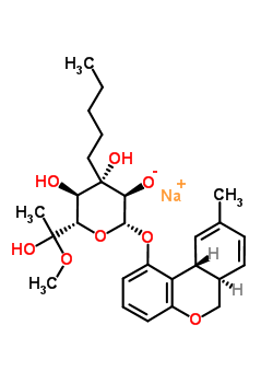 74282-36-3  sodium (2S,3R,4R,5R,6S)-2-[[(6aR,10aR)-9-methyl-6a,10a-dihydro-6H-benzo[c]chromen-1-yl]oxy]-4,5-dihydroxy-6-(1-hydroxy-1-methoxy-ethyl)-4-pentyl-tetrahydropyran-3-olate