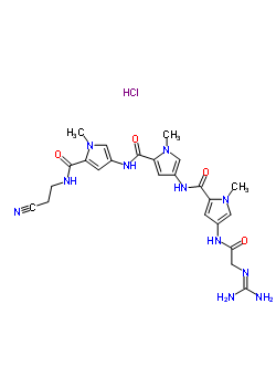 74671-14-0  N-[5-({5-[(2-cyanoethyl)carbamoyl]-1-methyl-1H-pyrrol-3-yl}carbamoyl)-1-methyl-1H-pyrrol-3-yl]-4-{[N-(diaminomethylidene)glycyl]amino}-1-methyl-1H-pyrrole-2-carboxamide hydrochloride