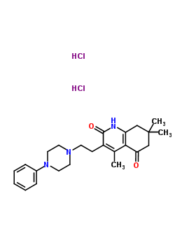 75574-57-1  4,7,7-trimethyl-3-[2-(4-phenylpiperazin-1-yl)ethyl]-7,8-dihydroquinoline-2,5(1H,6H)-dione dihydrochloride