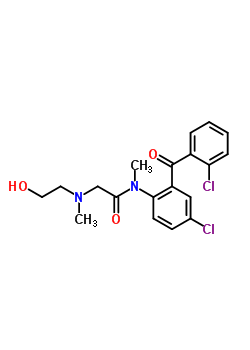 75615-91-7  N-{4-chloro-2-[(2-chlorophenyl)carbonyl]phenyl}-N~2~-(2-hydroxyethyl)-N,N~2~-dimethylglycinamide