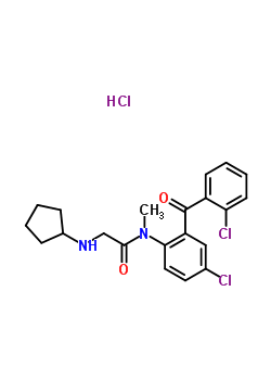 75615-95-1  N-{4-chloro-2-[(2-chlorophenyl)carbonyl]phenyl}-N~2~-cyclopentyl-N-methylglycinamide hydrochloride