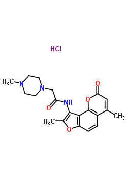 75616-59-0  N-(4,8-dimethyl-2-oxo-2H-furo[2,3-h]chromen-9-yl)-2-(4-methylpiperazin-1-yl)acetamide hydrochloride