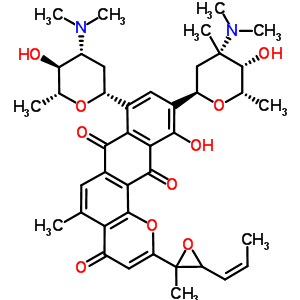 11016-71-0;39378-39-7  10-[(2R,4S,5S,6S)-4-(dimethylamino)-5-hydroxy-4,6-dimethyltetrahydro-2H-pyran-2-yl]-8-[(2R,4R,5S,6R)-4-(dimethylamino)-5-hydroxy-6-methyltetrahydro-2H-pyran-2-yl]-11-hydroxy-5-methyl-2-{2-methyl-3-[(1Z)-prop-1-en-1-yl]oxiran-2-yl}-4H-naphtho[2,3-h]chromen