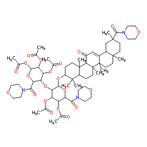 126145-78-6  3-(acetyloxy)-6-{[4,4,6a,6b,8a,11,14b-heptamethyl-11-(morpholin-4-ylcarbonyl)-14-oxo-1,2,3,4,4a,5,6,6a,6b,7,8,8a,9,10,11,12,12a,14,14a,14b-icosahydropicen-3-yl]oxy}-2-(morpholin-4-ylcarbonyl)-5-{[4,5,6-tris(acetyloxy)-2-(morpholin-4-ylcarbonyl)tetrahydro-