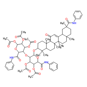 126164-76-9  3-(acetyloxy)-6-{[4,4,6a,6b,8a,11,14b-heptamethyl-14-oxo-11-(phenylcarbamoyl)-1,2,3,4,4a,5,6,6a,6b,7,8,8a,9,10,11,12,12a,14,14a,14b-icosahydropicen-3-yl]oxy}-2-(phenylcarbamoyl)-5-{[4,5,6-tris(acetyloxy)-2-(phenylcarbamoyl)tetrahydro-2H-pyran-3-yl]oxy}tet