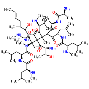 153049-50-4  3-{(4S)-2-[(2R)-2-(L-alanylamino)propanoyl]-1,6-dimethyl-4-[(N-methyl-L-leucyl)amino]-1-[(2S)-3-methyl-2-(methylamino)butanoyl]-3-oxohept-6-en-1-yl}-3-[(2S,3R)-2-amino-3-hydroxybutanoyl]-7-[(2E)-but-2-en-1-yl]-2,3,5,7,8-pentadeoxy-5-(methylamino)-2-[(meth