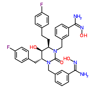 167824-24-0  3,3'-{[(4R,5S,6R)-4-(4-fluorobenzyl)-6-[2-(4-fluorophenyl)ethyl]-5-hydroxy-2-oxodihydropyrimidine-1,3(2H,4H)-diyl]dimethanediyl}bis(N'-hydroxybenzenecarboximidamide)
