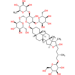 24333-07-1  (3beta,5beta,22R,25S)-26-(beta-D-glucopyranosyloxy)-22-hydroxyfurostan-3-yl 6-deoxy-alpha-L-mannopyranosyl-(1->4)-[beta-D-glucopyranosyl-(1->2)]-[beta-D-glucopyranosyl-(1->6)]-beta-D-glucopyranoside