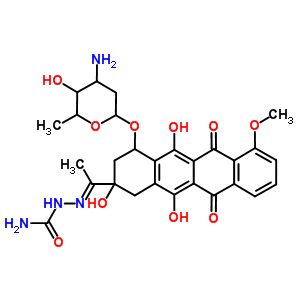 27908-32-3;38942-70-0  (2E)-2-(1-{4-[(3-amino-2,3,6-trideoxyhexopyranosyl)oxy]-2,5,12-trihydroxy-7-methoxy-6,11-dioxo-1,2,3,4,6,11-hexahydrotetracen-2-yl}ethylidene)hydrazinecarboxamide