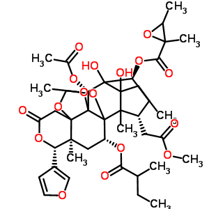 31218-22-1  (4R,4aS,6R,10S,11R,16S)-11-(acetyloxy)-4-furan-3-yl-7a,10a-dihydroxy-16-(2-methoxy-2-oxoethyl)-4a,7,9,13-tetramethyl-6-[(2-methylbutanoyl)oxy]-2-oxododecahydro-7H-6a,13-epoxy-7,9-methano[1,3]dioxolo[4,5-e]indeno[5,6-f]isochromen-10-yl 2,3-dimethyloxirane-