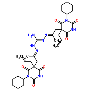 37175-96-5  (2E)-N'-{(2E)-1-[1-cyclohexyl-2,4,6-trioxo-5-(prop-2-en-1-yl)hexahydropyrimidin-5-yl]propan-2-ylidene}-2-{1-[1-cyclohexyl-2,4,6-trioxo-5-(prop-2-en-1-yl)hexahydropyrimidin-5-yl]propan-2-ylidene}hydrazinecarbohydrazonamide