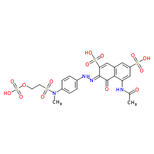 3743-84-8  (3Z)-5-(acetylamino)-3-{2-[4-(methyl{[2-(sulfooxy)ethyl]sulfonyl}amino)phenyl]hydrazinylidene}-4-oxo-3,4-dihydronaphthalene-2,7-disulfonic acid